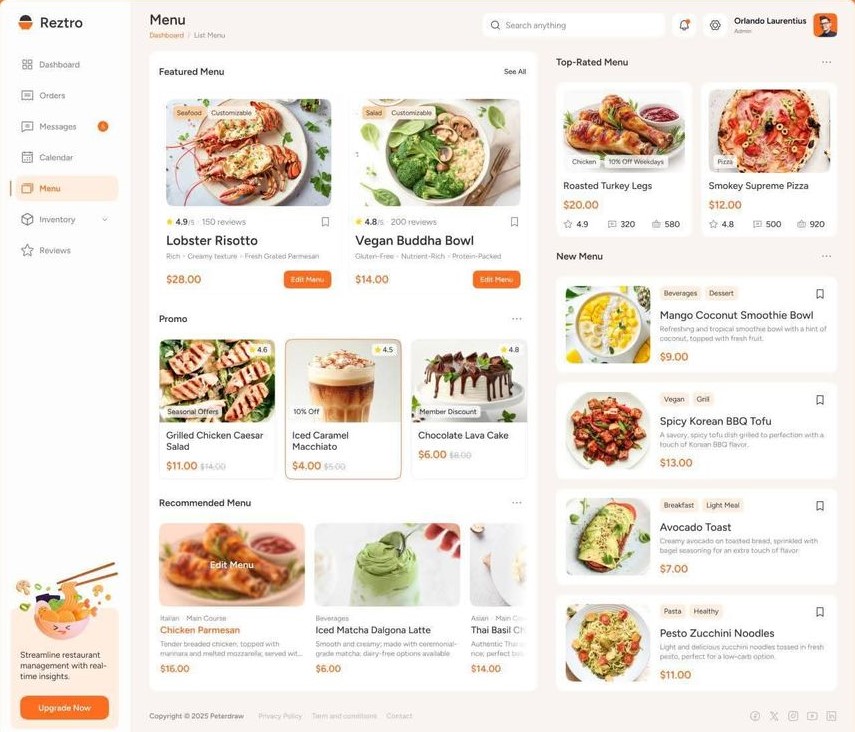 לוח מחוונים למסעדות